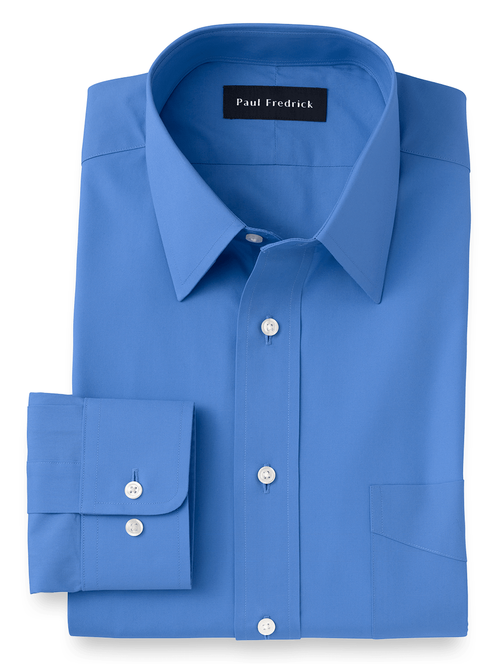 Product Image of Pure Cotton Broadcloth Solid Color Straight Collar Dress Shirt-French Blue