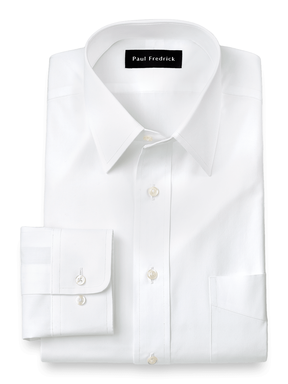 Product Image of Pure Cotton Broadcloth Solid Color Straight Collar Dress Shirt-White