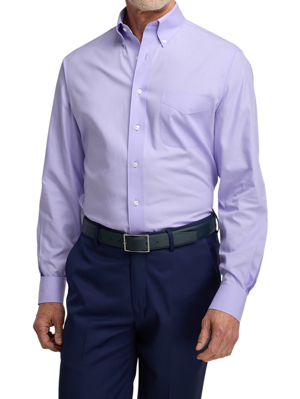 Alternate Image of Non-iron Cotton Pinpoint Solid Button Down Collar Dress Shirt-1