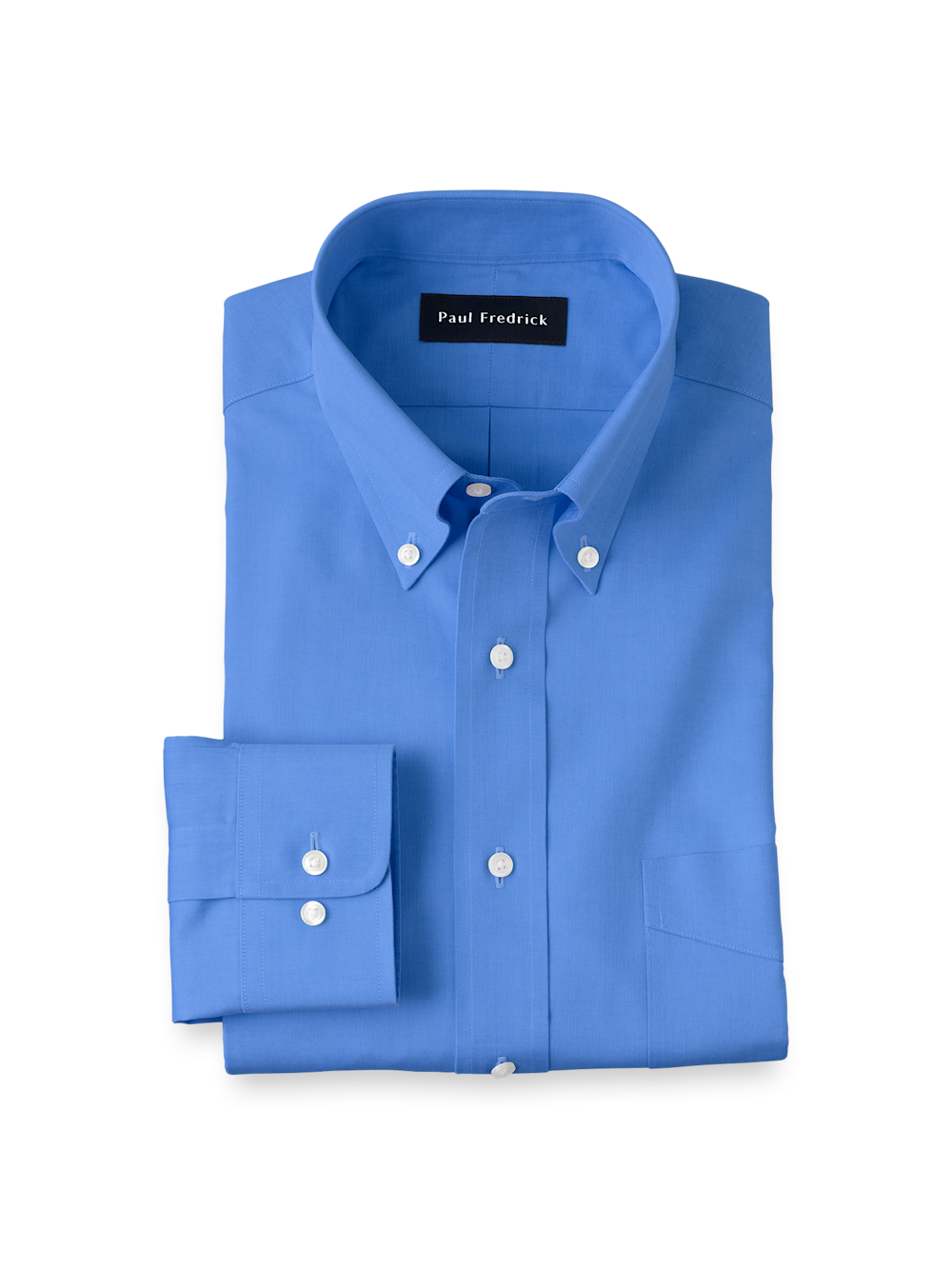 Product Image of Non-iron Cotton Pinpoint Solid Button Down Collar Dress Shirt-French Blue