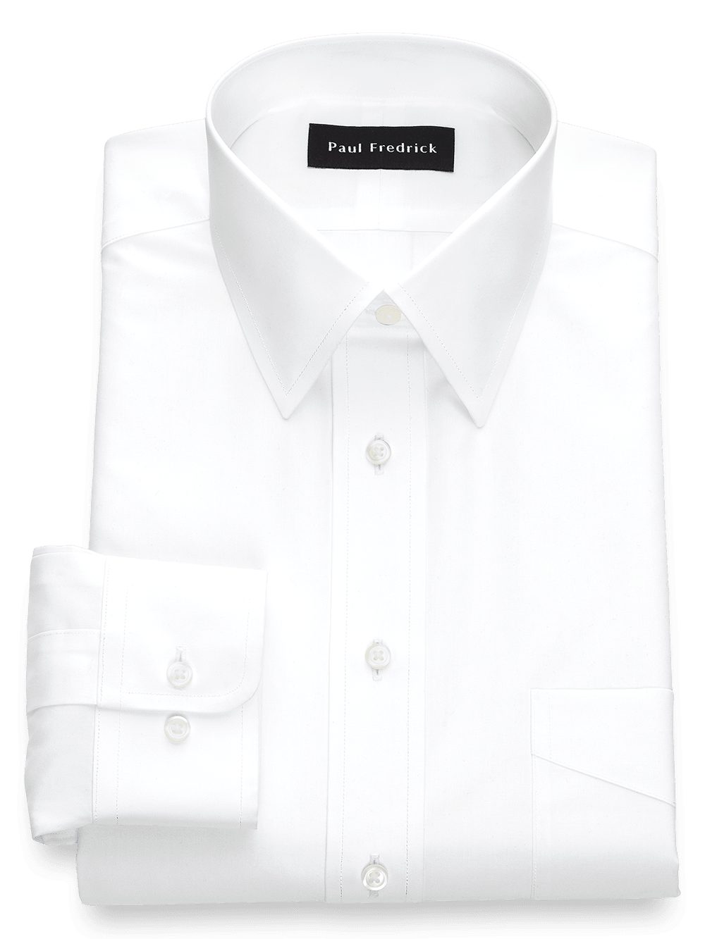 Product Image of Non-iron Cotton Broadcloth Solid Color Straight Collar Dress Shirt-White