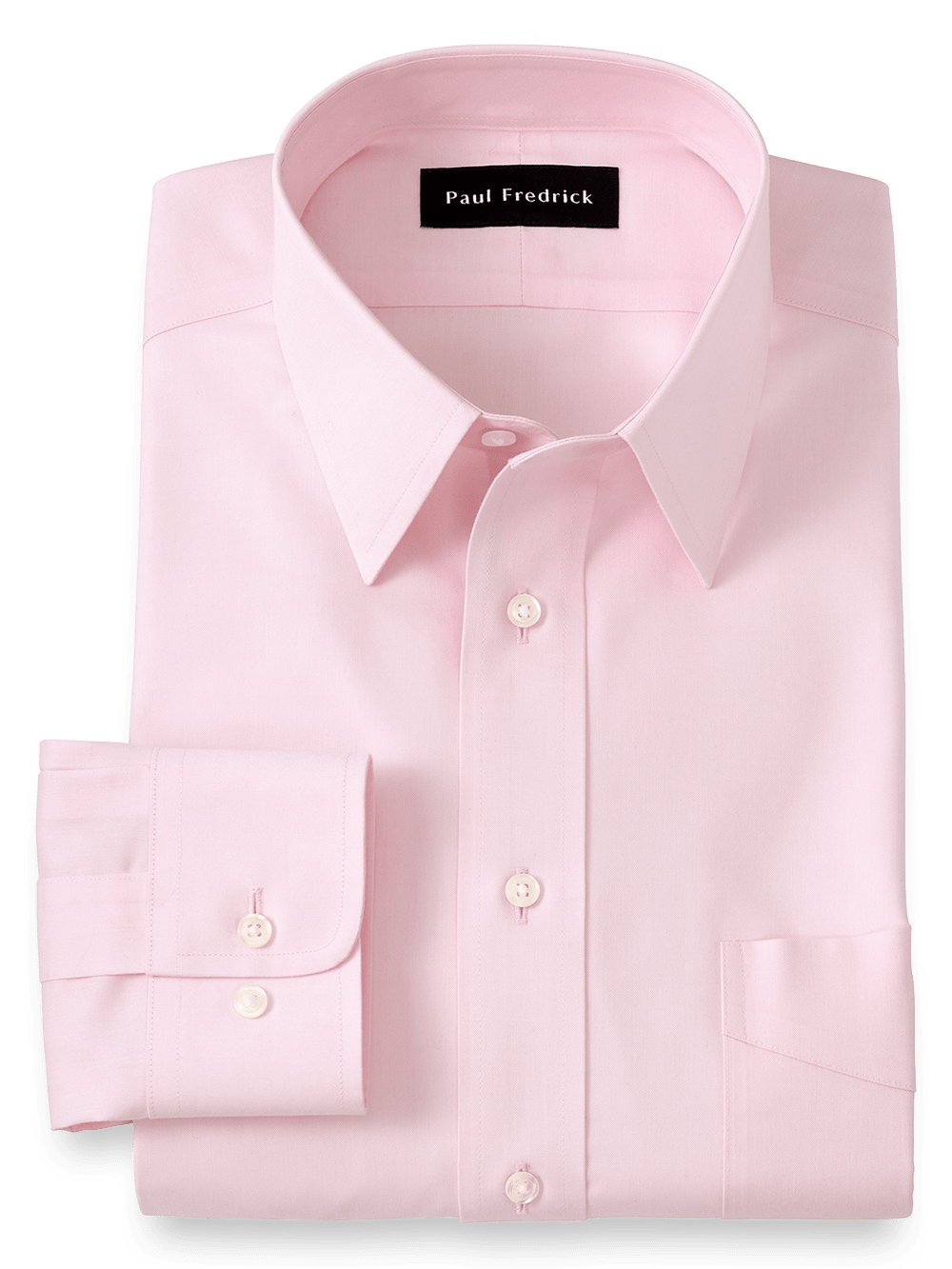 Product Image of Impeccable Non-iron Cotton Pinpoint Solid Color Straight Collar Dress Shirt-Pink