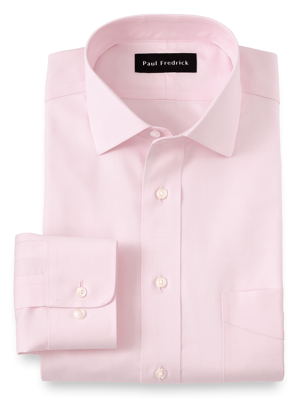 Product Image of Impeccable Non-iron Cotton Pinpoint Solid Color Spread Collar Dress Shirt-Pink