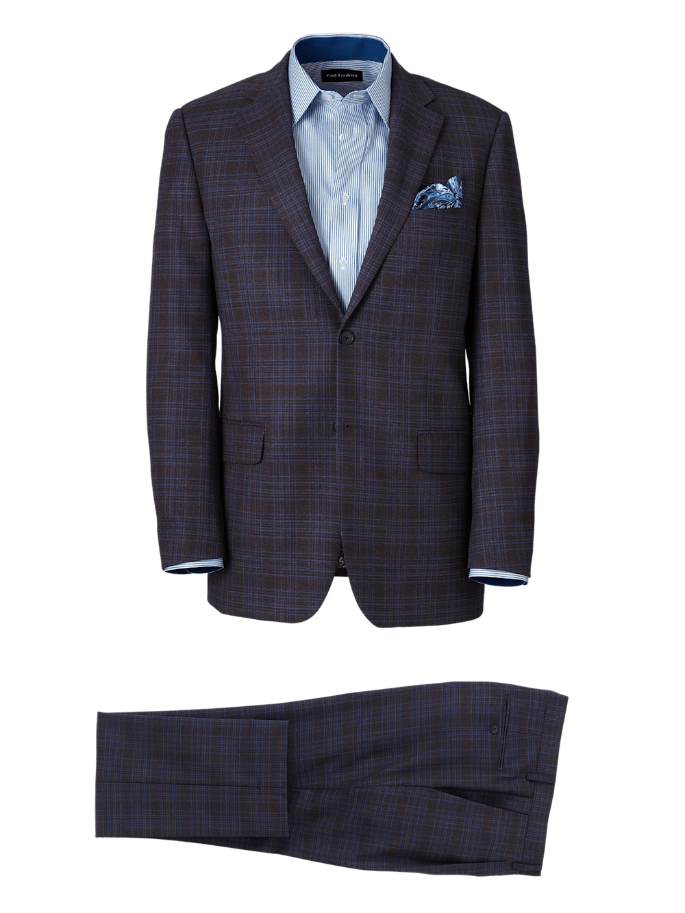 Product Image of Wool Stretch Plaid Single Breasted Notch Lapel Suit-0