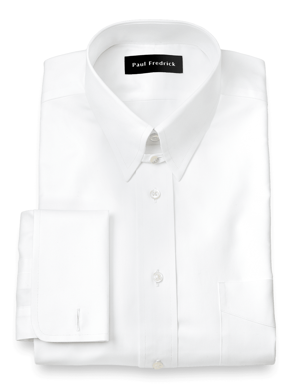 Product Image of Superfine Egyptian Cotton Solid Color Button Tab Collar French Cuff Dress Shirt-White