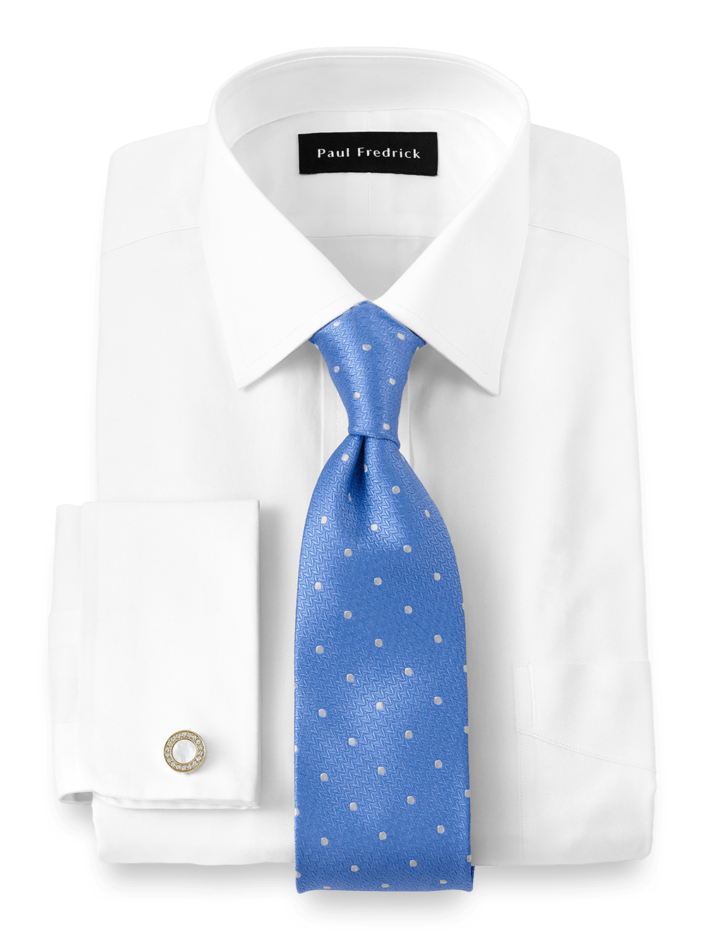 Alternate Image of Pure Cotton Pinpoint Solid Color Spread Collar French Cuff Dress Shirt-1