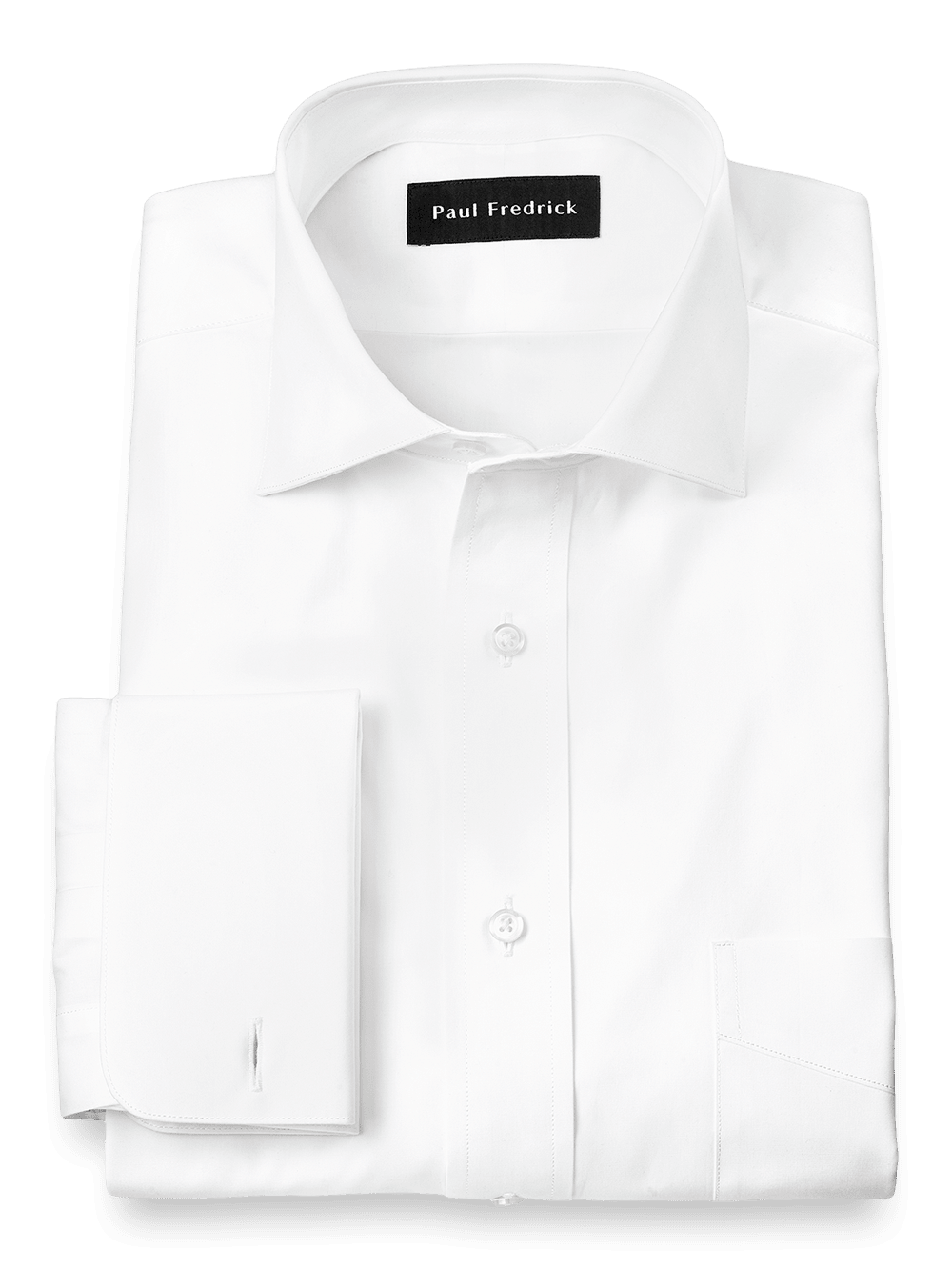 Product Image of Pure Cotton Broadcloth Solid Color Cutaway Spread Collar French Cuff Dress Shirt�-White