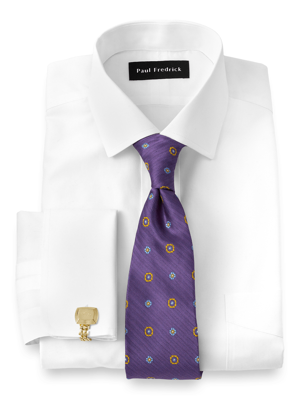 Alternate Image of Supima Non-iron Cotton Solid Color Spread Collar French Cuff Dress Shirt-1