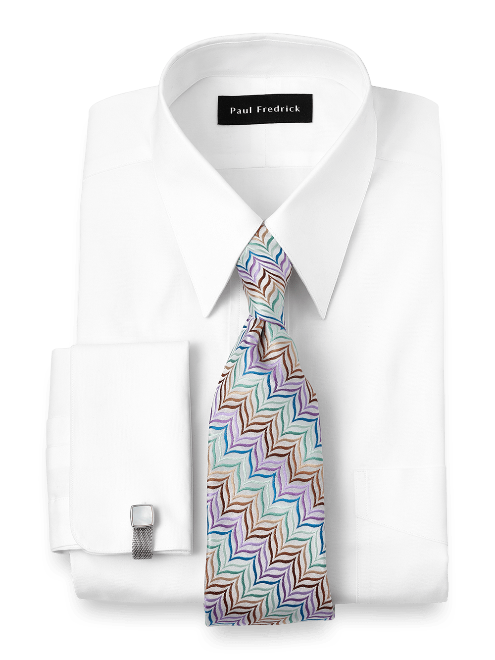 Alternate Image of Pure Cotton Pinpoint Edge-stitched Straight Collar French Cuff Dress Shirt-1