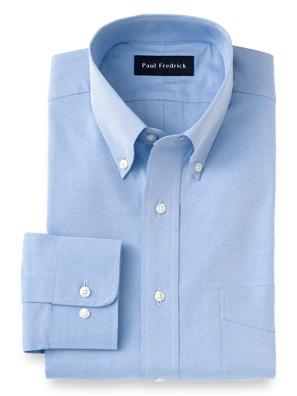 Product Image of Slim Fit Superfine Egyptian Cotton Solid Color Button Down Collar Dress Shirt-Blue