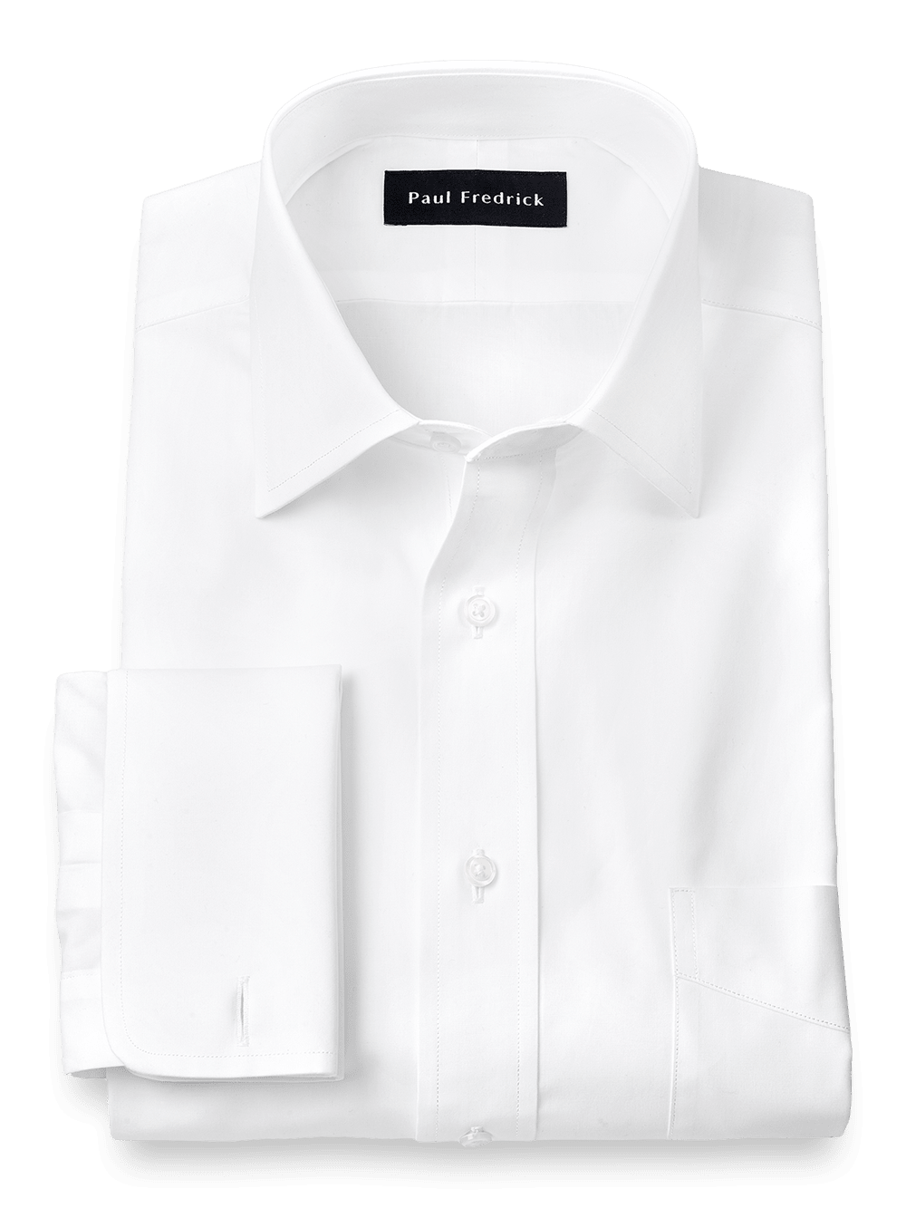 Product Image of Pure Cotton Broadcloth Spread Collar French Cuff Dress Shirt-White