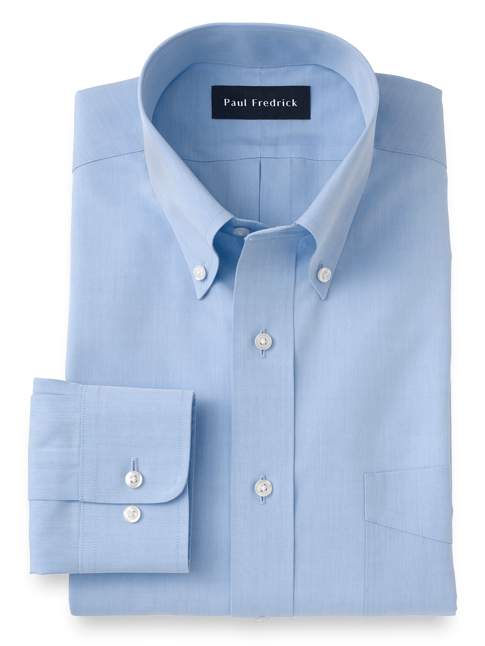 Product Image of Supima Non-iron Cotton Solid Color Button Down Collar Dress Shirt-Blue