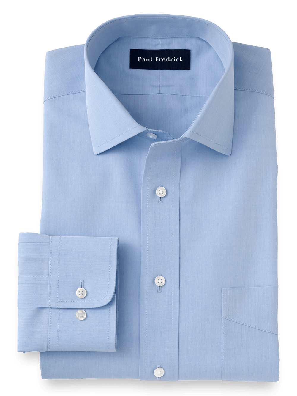 Product Image of Supima Non-iron Cotton Solid Color Spread Collar Dress Shirt-Blue