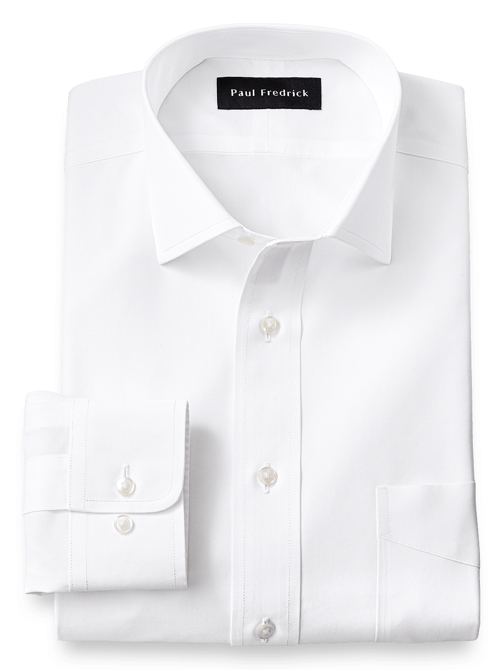Product Image of Supima Non-iron Cotton Solid Color Spread Collar Dress Shirt-White