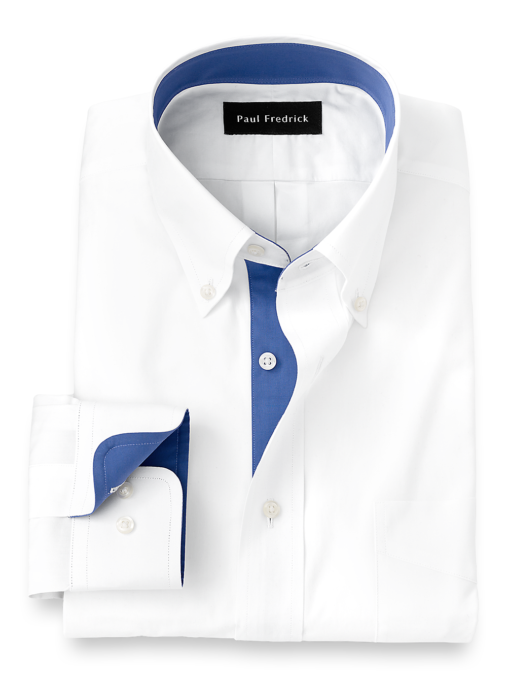 Product Image of Pure Cotton Solid Dress Shirt With Contrast Trim-White