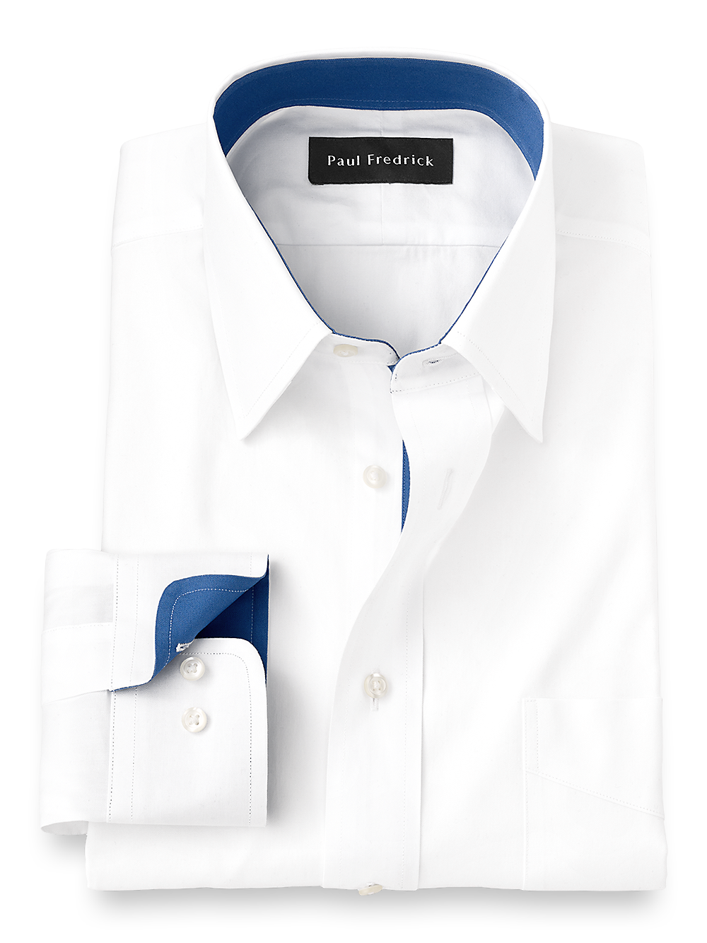 Product Image of Pure Cotton Solid Dress Shirt With Contrast Trim-White