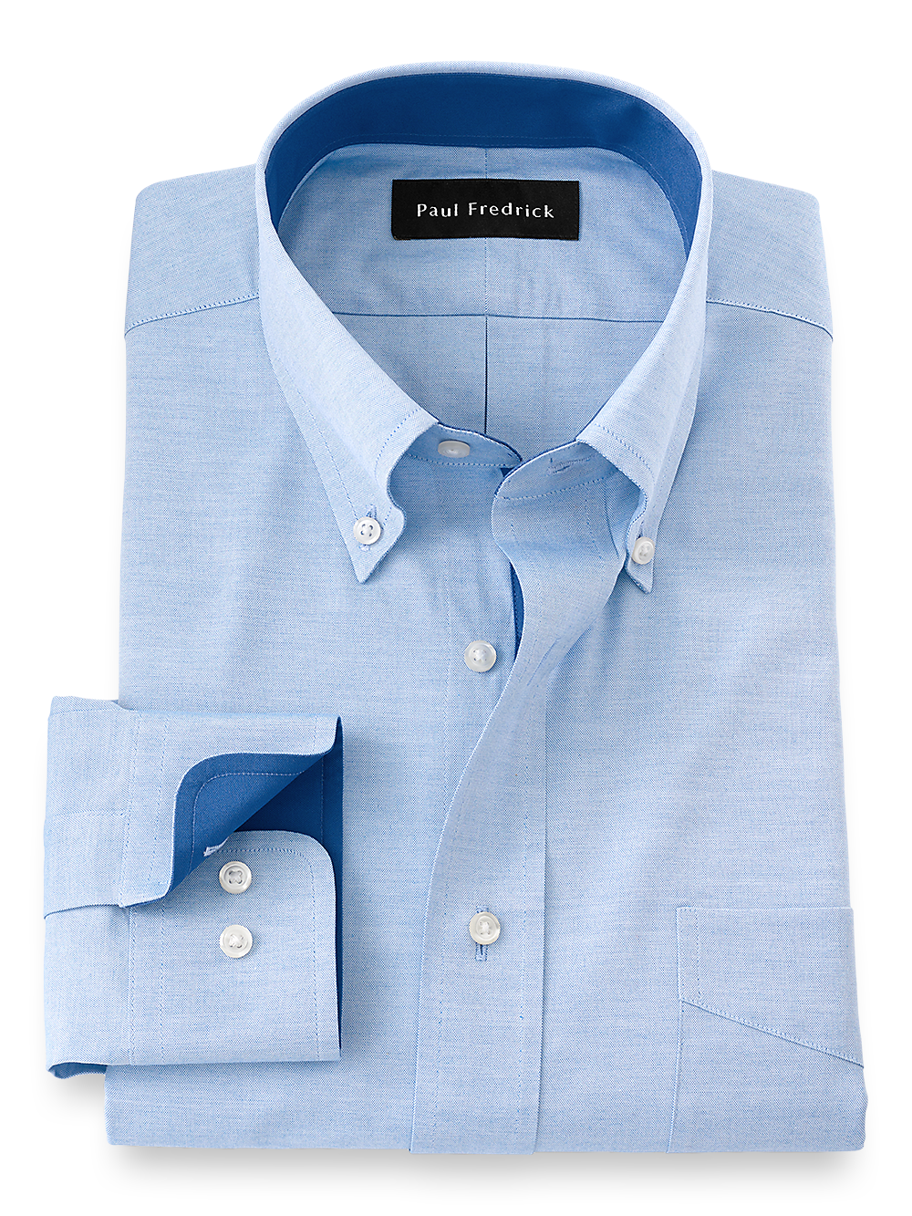 Product Image of Pure Cotton Solid Dress Shirt With Contrast Trim-Blue