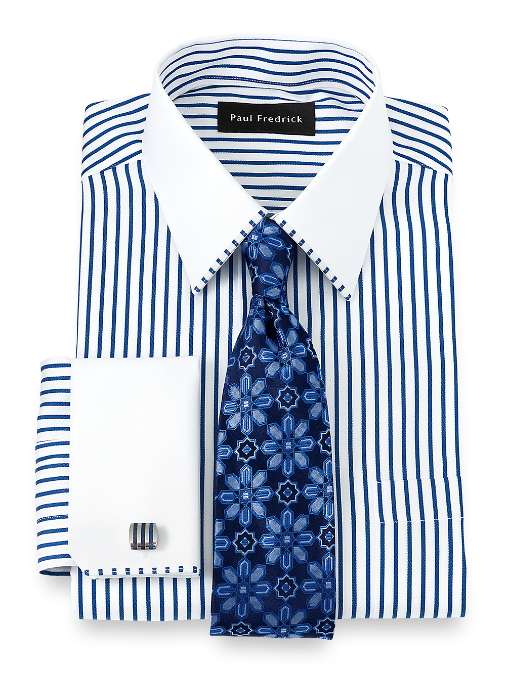 Alternate Image of Non-iron Cotton Stripe Dress Shirt With Contrast Trim-1