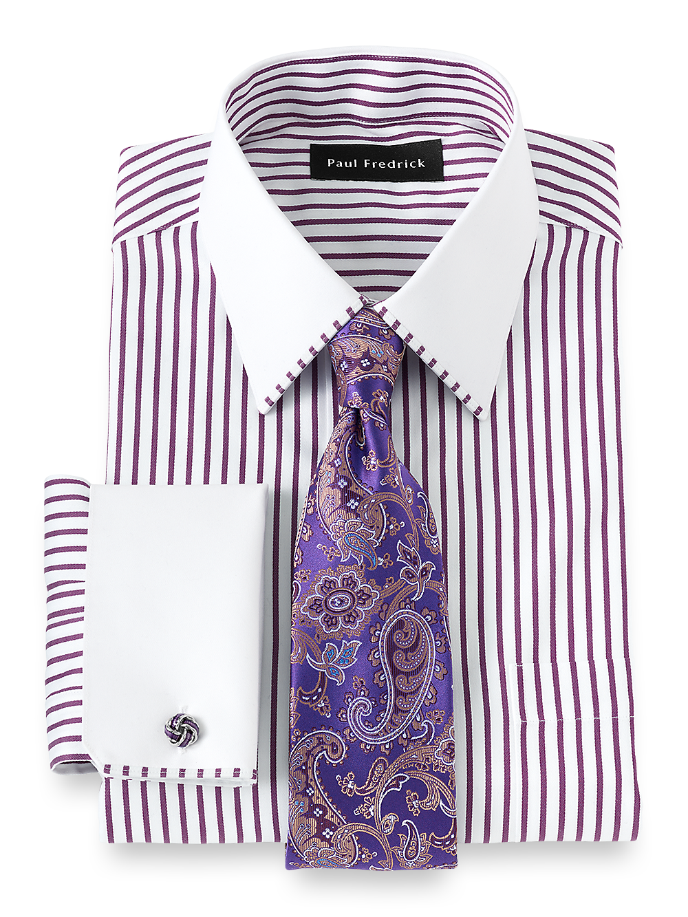 Alternate Image of Non-iron Cotton Stripe Dress Shirt With Contrast Trim-1