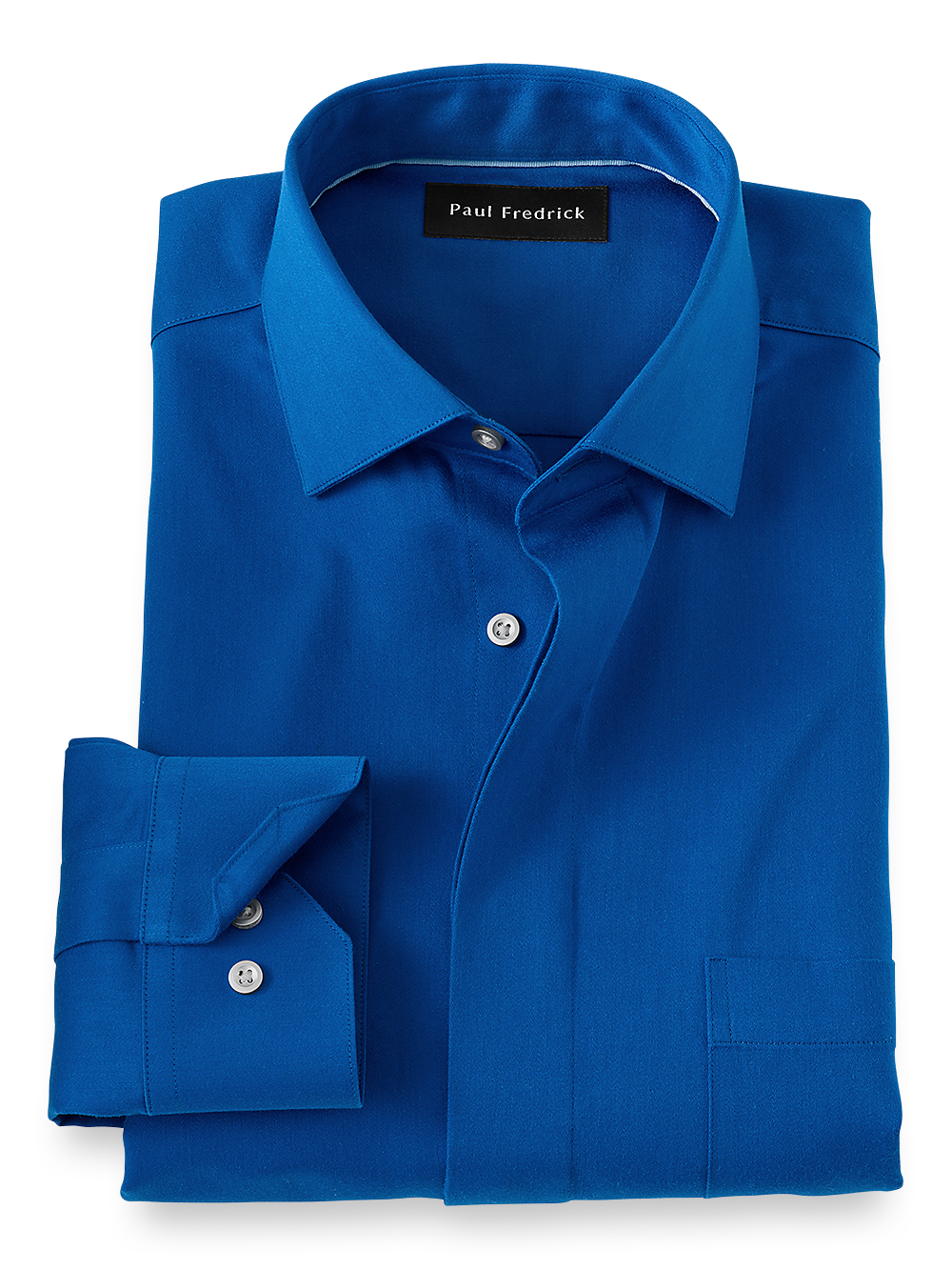 Product Image of Non-iron Cotton Solid Dress Shirt With Contrast Trim-Cobalt