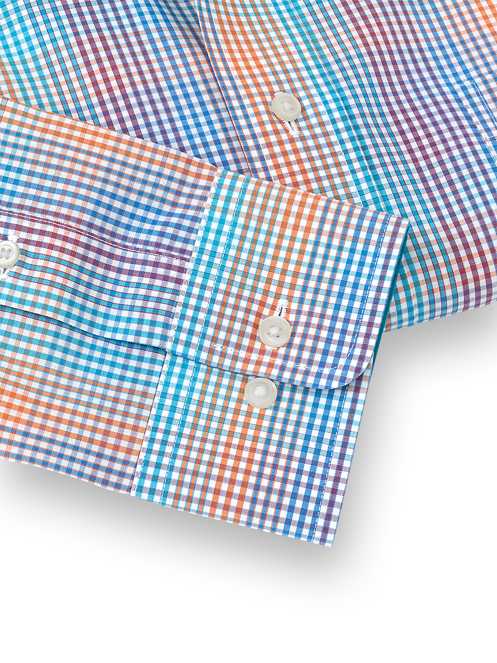Alternate Image of Non-iron Cotton Tattersall Dress Shirt With Contrast Trim-3