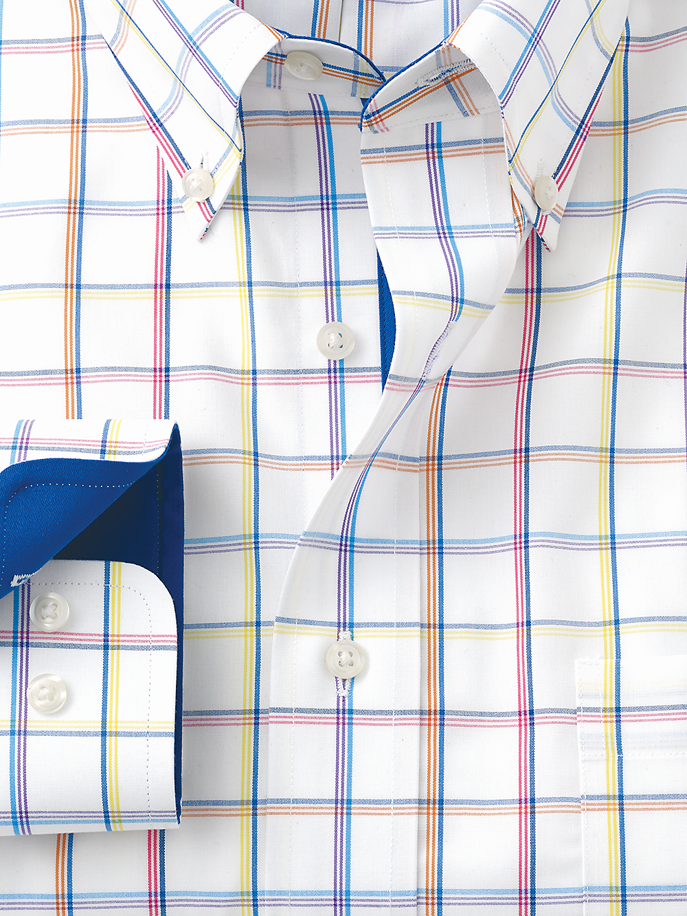 Alternate Image of Non-iron Cotton Windowpane Dress Shirt With Contrast Trim-1