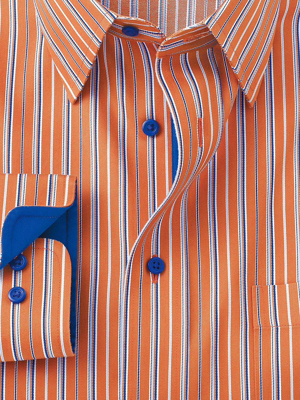 Alternate Image of Non-iron Cotton Stripe Dress Shirt With Contrast Trim-1