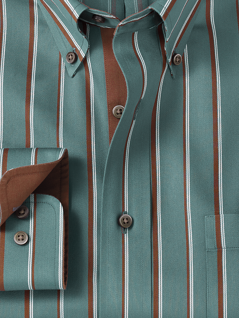 Alternate Image of Non-iron Cotton Stripe Dress Shirt With Contrast Trim-1
