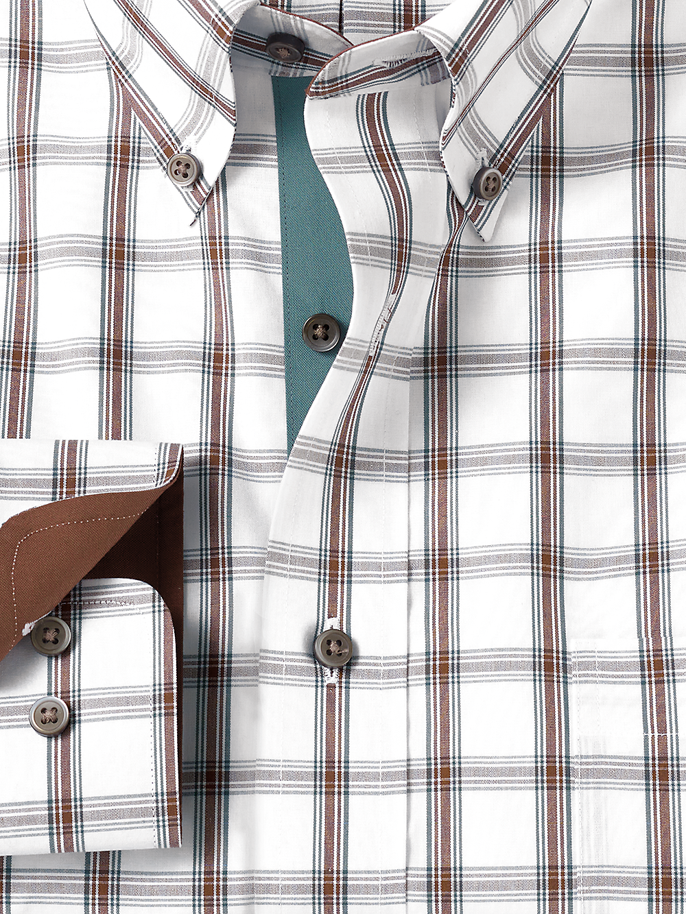 Alternate Image of Non-iron Cotton Windowpane Dress Shirt With Contrast Trim-1