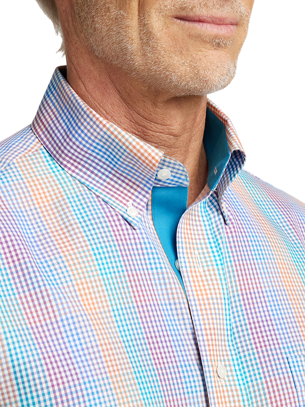 Alternate Image of Non-iron Cotton Tattersall Dress Shirt With Contrast Trim-2