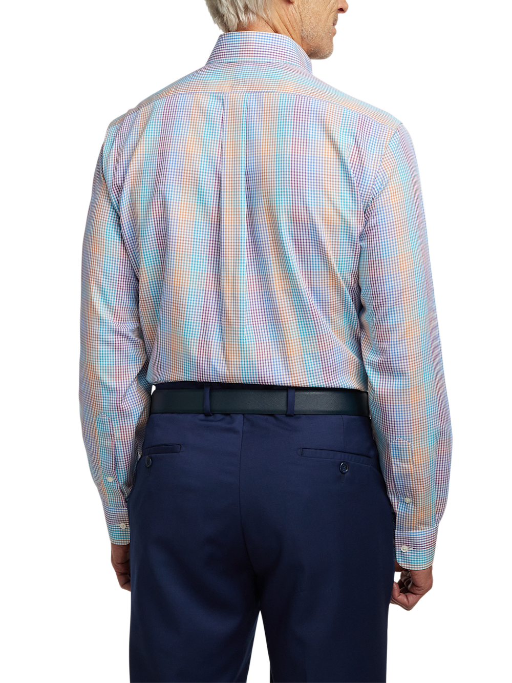 Alternate Image of Non-iron Cotton Tattersall Dress Shirt With Contrast Trim-4