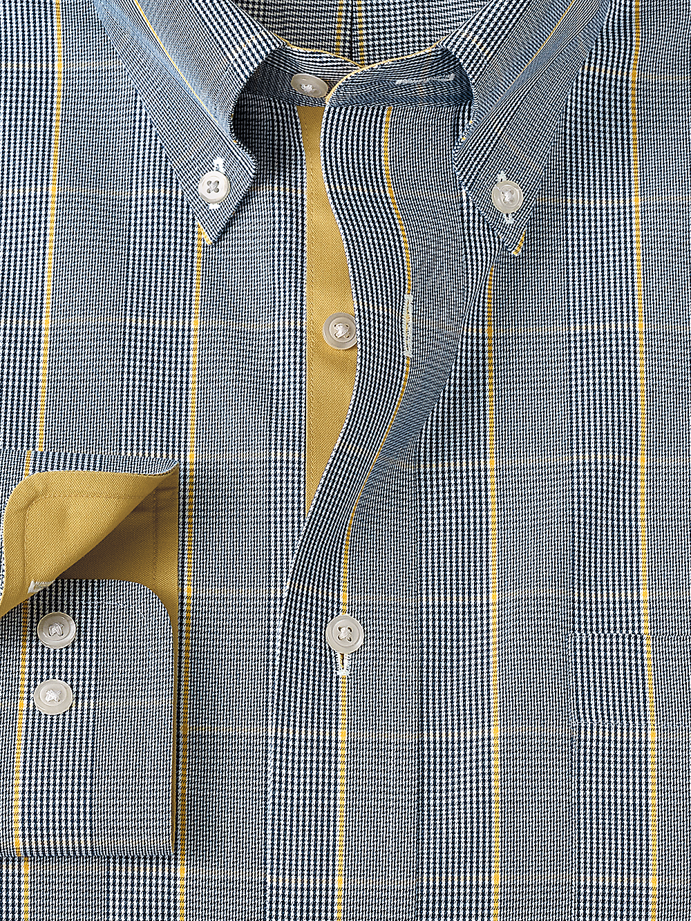 Alternate Image of Non-iron Cotton Glen Plaid Dress Shirt With Contrast Trim-1