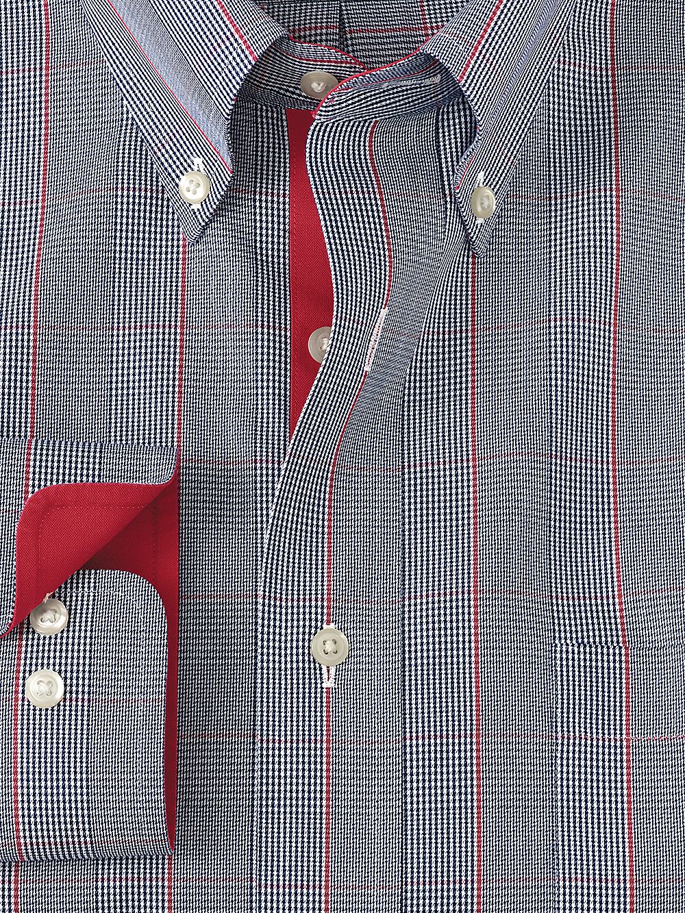 Alternate Image of Non-iron Cotton Glen Plaid Dress Shirt With Contrast Trim-1