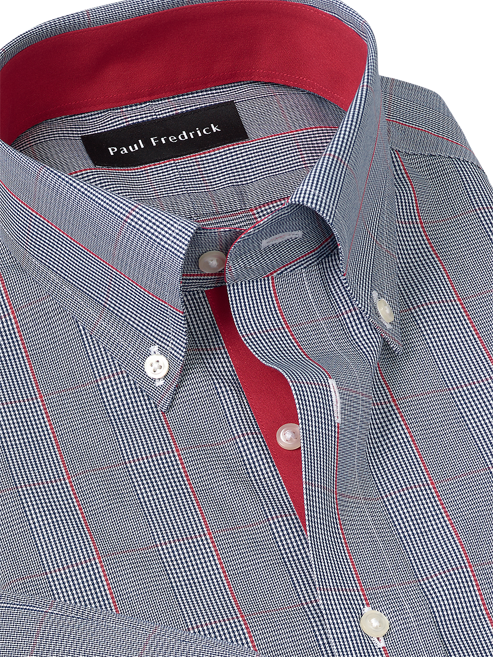 Alternate Image of Non-iron Cotton Glen Plaid Dress Shirt With Contrast Trim-2