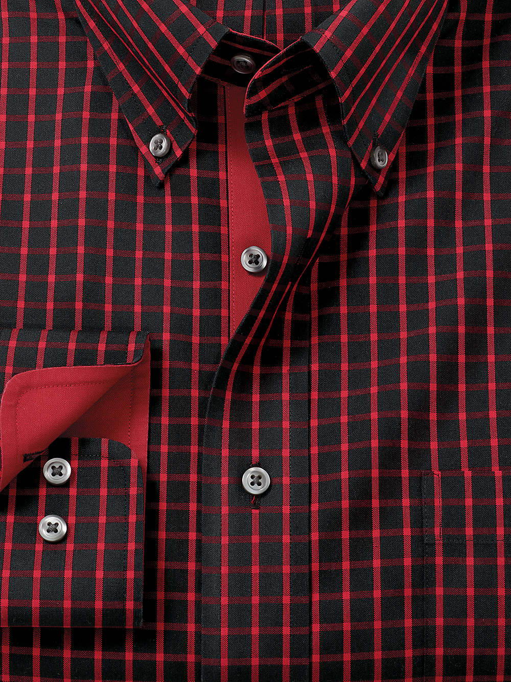 Alternate Image of Non-iron Cotton Check Dress Shirt With Contrast Trim-1
