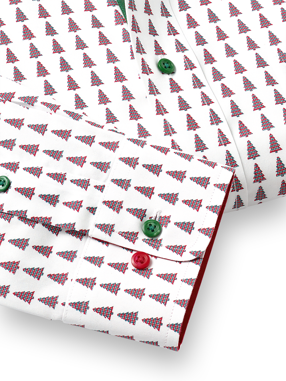 Alternate Image of Non-iron Cotton Christmas Tree Dress Shirt With Contrast Trim-3