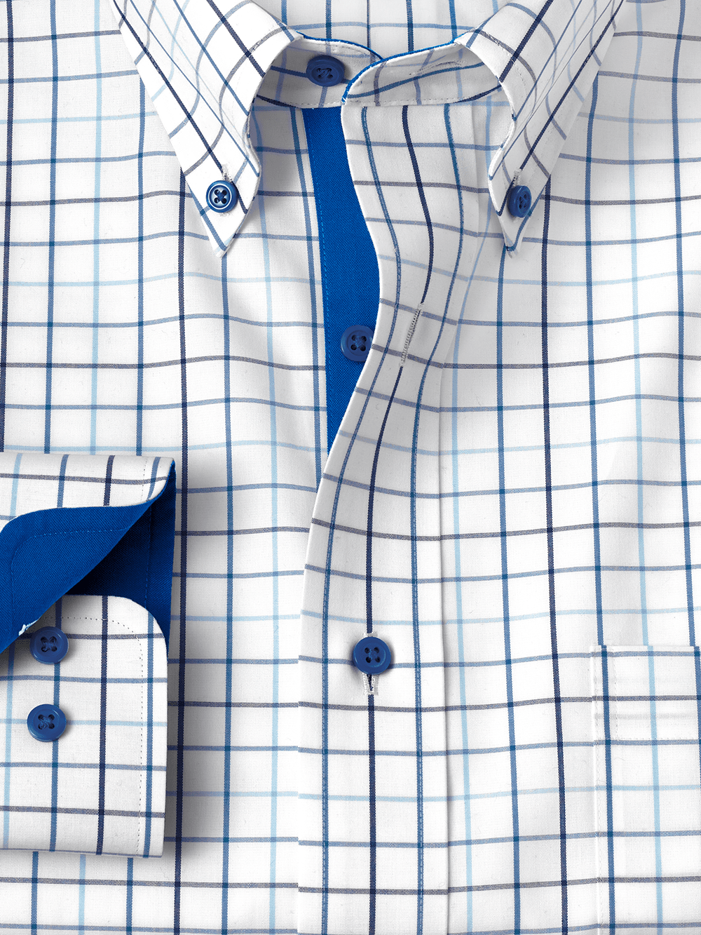 Alternate Image of Non-iron Cotton Tattersall Dress Shirt With Contrast Trim-1