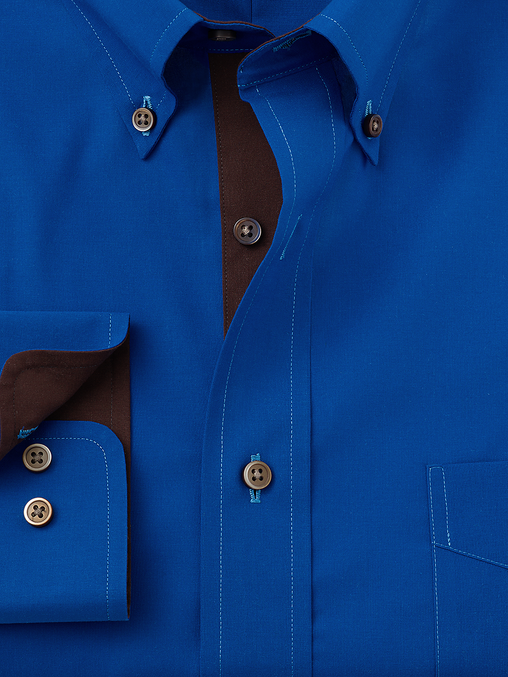 Alternate Image of Non-iron Cotton Solid Dress Shirt With Contrast Trim-1