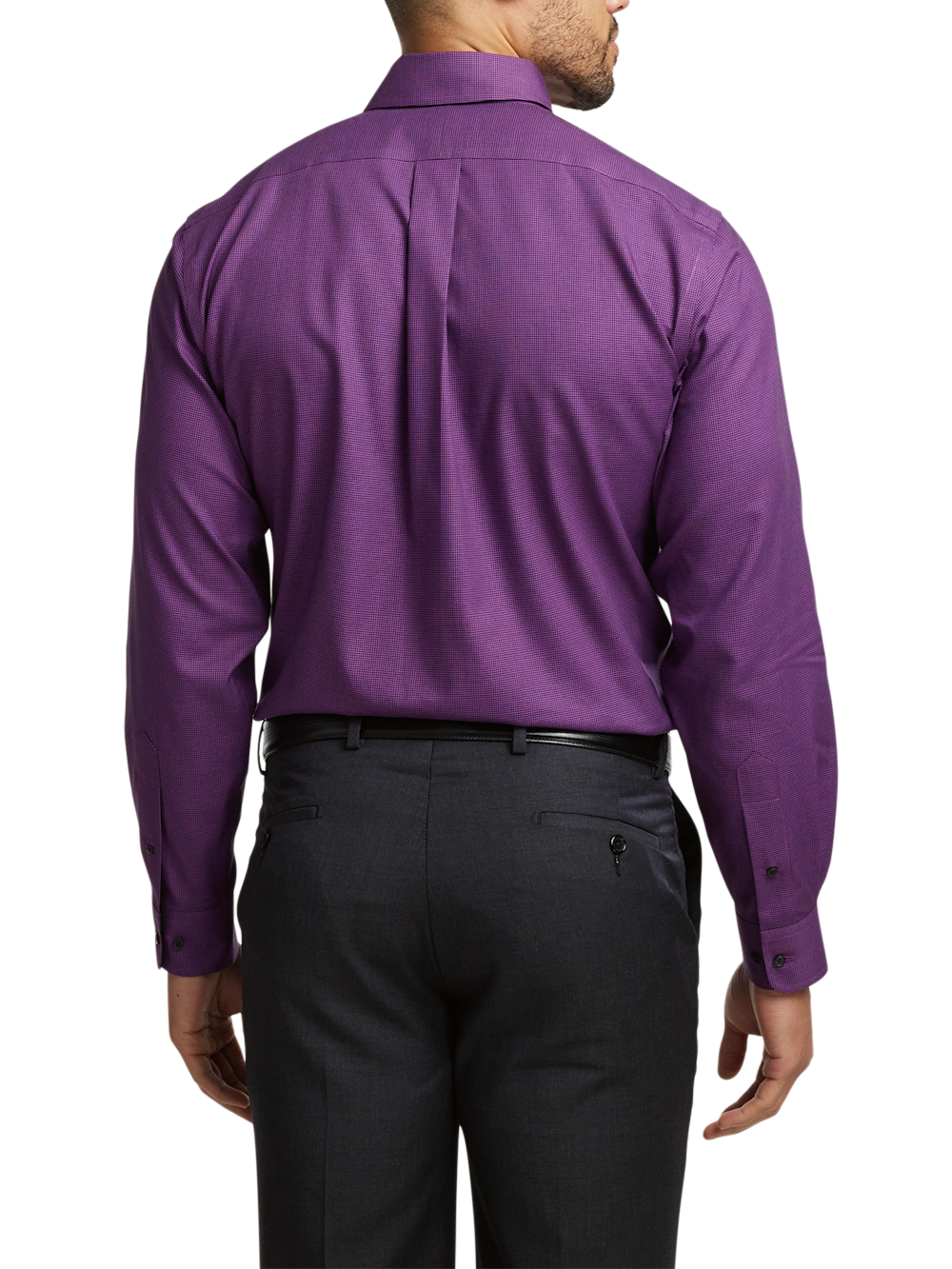 Alternate Image of Non-iron Cotton Houndstooth Dress Shirt With Contrast Trim-4