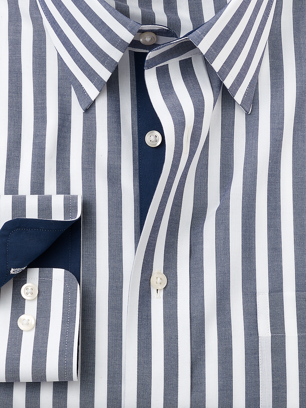 Alternate Image of Non-iron Cotton Stripe Dress Shirt With Contrast Trim-1
