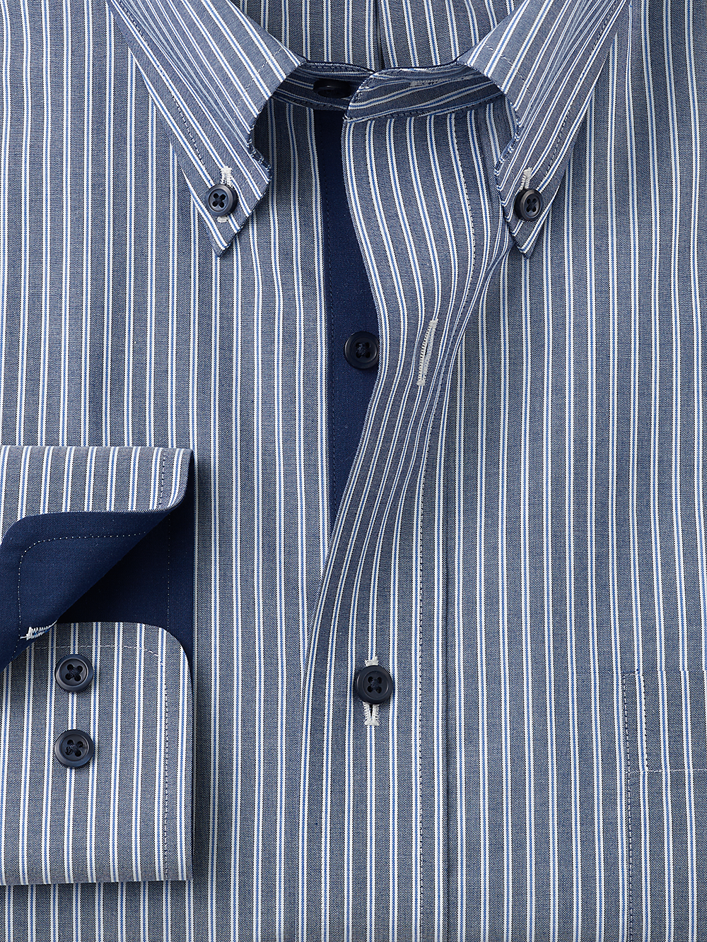 Alternate Image of Non-iron Cotton Stripe Dress Shirt With Contrast Trim-1