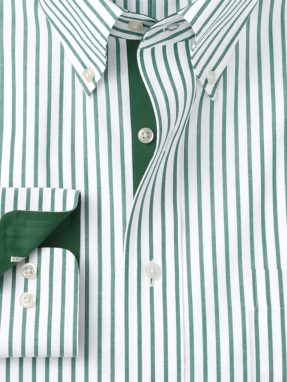 Alternate Image of Non-iron Cotton Stripe Dress Shirt With Contrast Trim-1