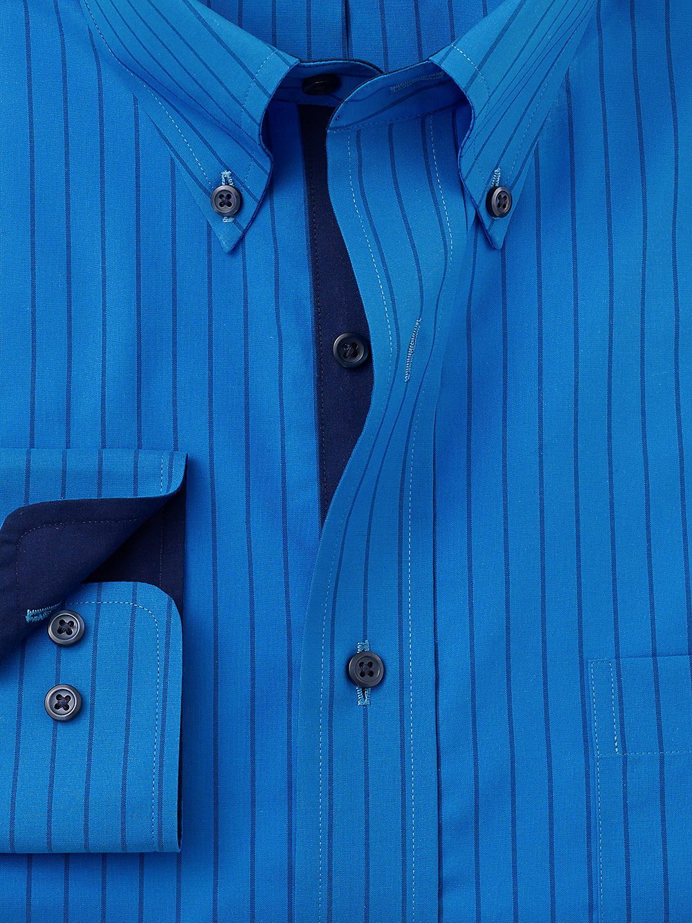 Alternate Image of Non-iron Cotton Stripe Dress Shirt With Contrast Trim-1