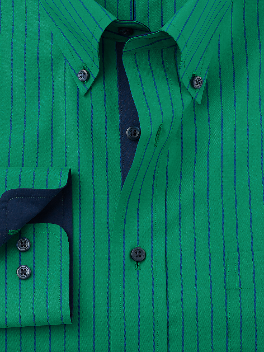 Alternate Image of Non-iron Cotton Stripe Dress Shirt With Contrast Trim-1