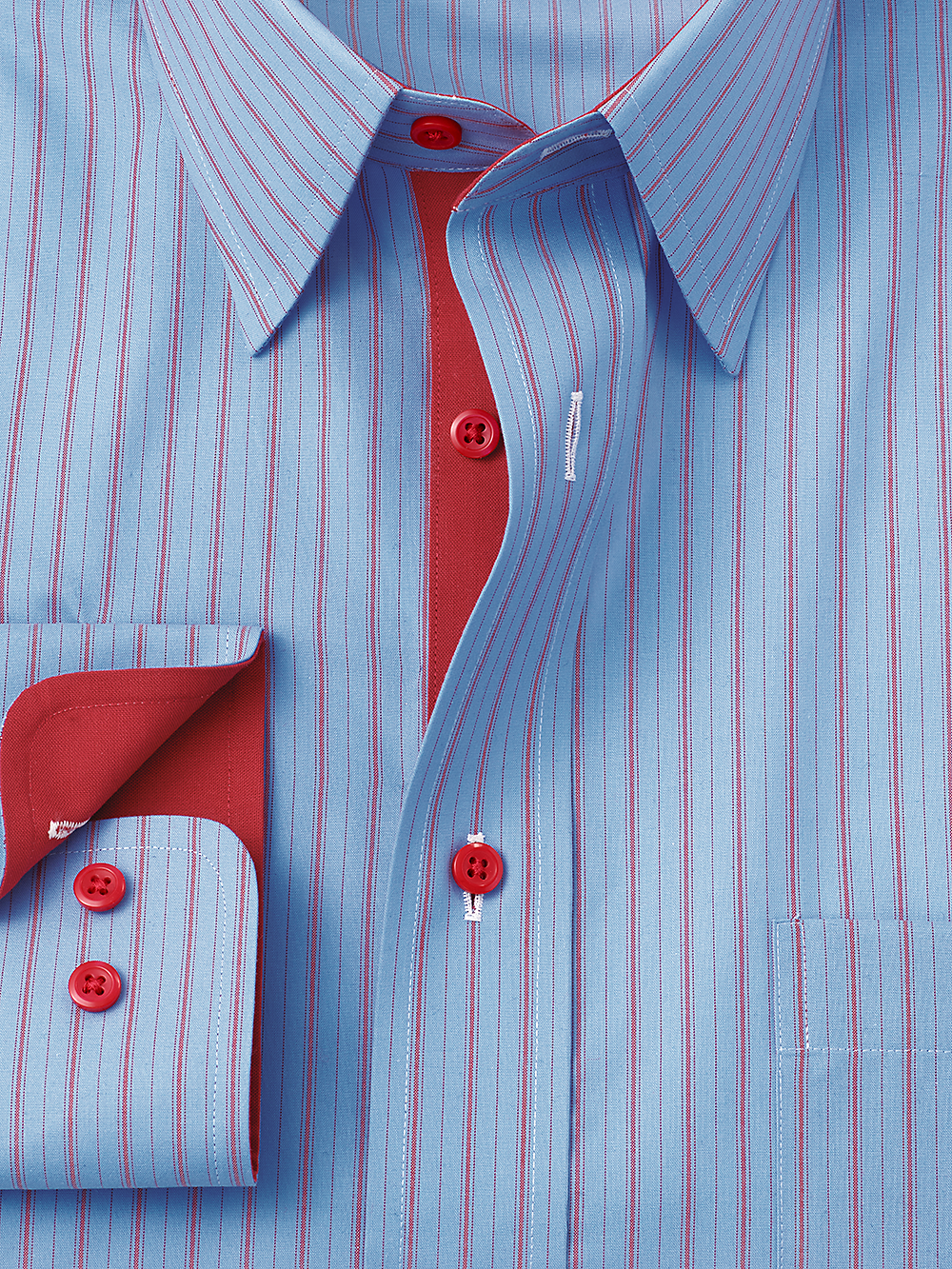 Alternate Image of Non-iron Cotton Stripe Dress Shirt With Contrast Trim-1