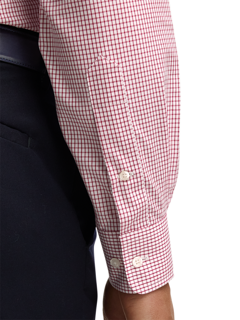 Alternate Image of Non-iron Cotton Check Dress Shirt With Contrast Trim-3