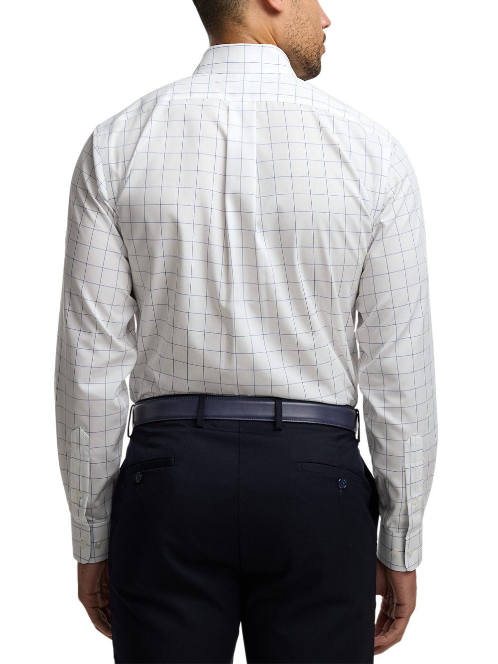 Alternate Image of Non-iron Cotton Windowpane Dress Shirt With Contrast Trim-4