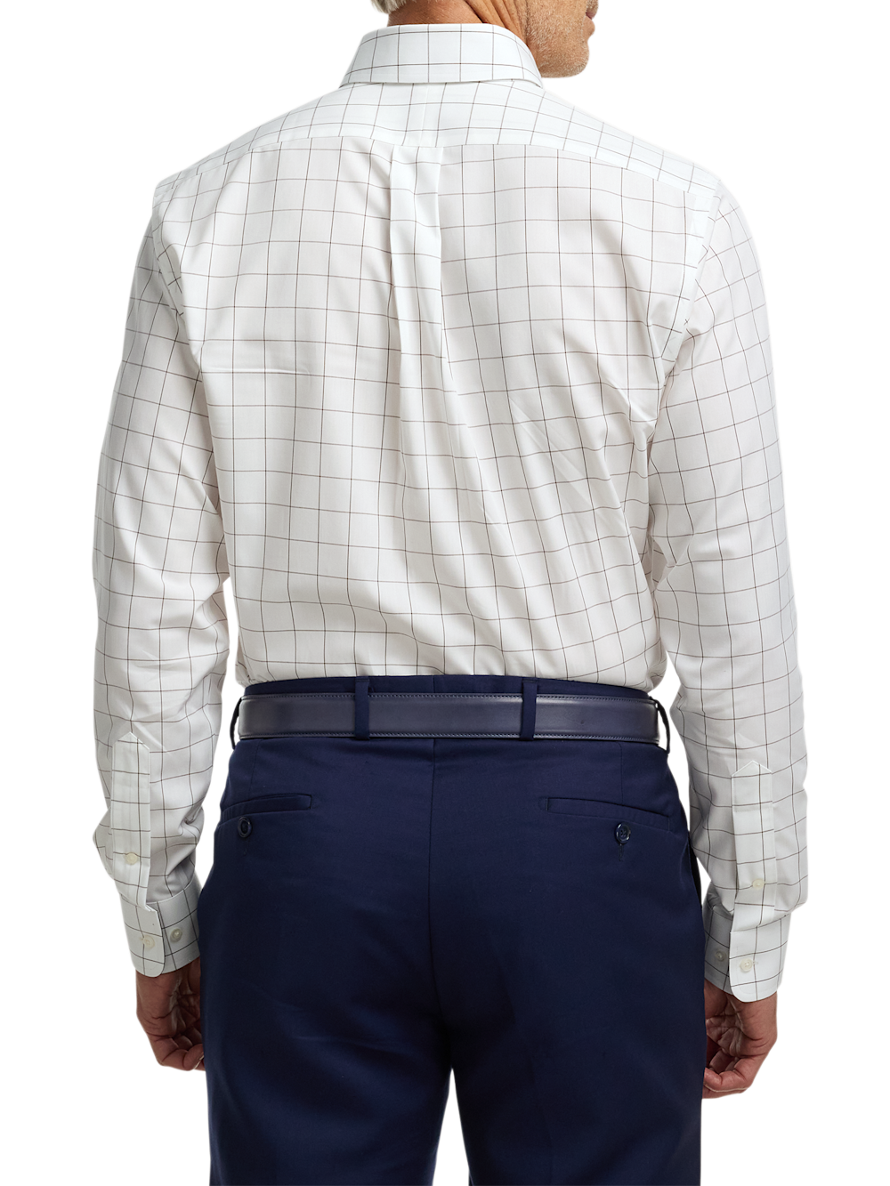 Alternate Image of Non-iron Cotton Windowpane Dress Shirt With Contrast Trim-4