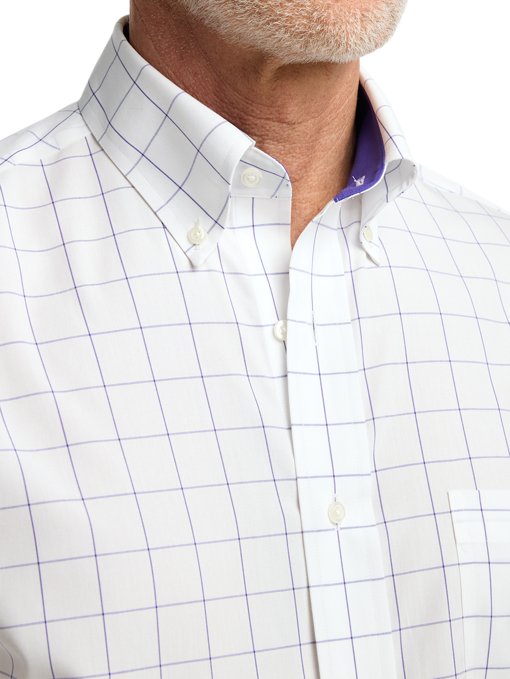 Alternate Image of Non-iron Cotton Windowpane Dress Shirt With Contrast Trim-2