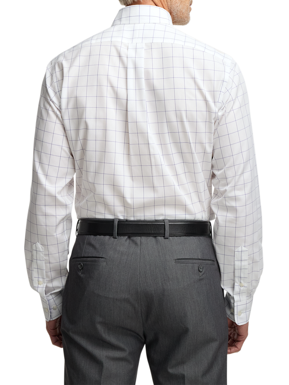 Alternate Image of Non-iron Cotton Windowpane Dress Shirt With Contrast Trim-4